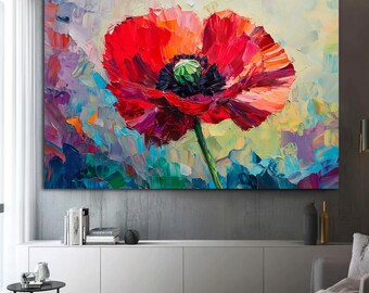 Red Poppy Canvas Print: Floral Wall Art, Framed or Rolled