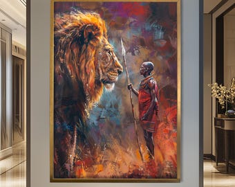 Lion Canvas Wall Decor, African Art, Wall Art, Home Decor, Art Print, Large Wall Art, Framed Artwork, Canvas Print, Lion Decor, King Animal