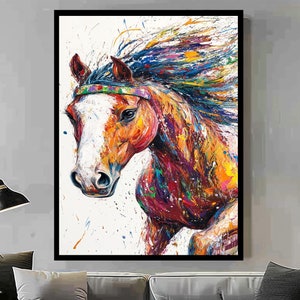 Colorful Horse Canvas Print: Original Framed Wall Art