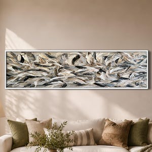Oversized Panoramic Dynamic Parametric Abstract Canvas Wall Art, Textured Movement