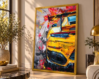 Car Poster Car, Canvas Print, Modern Garage Sign, Man Cave Decor, Game Room Decor, Car Gift