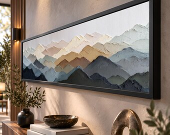 Abstract Mountain Range Panoramic Wide Horizontal Canvas Wall Art Living Room