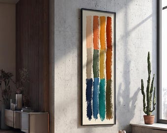 Tall Narrow Abstract Canvas Wall Art : Midcentury Modern Art, Large Vertical Minimalist Artwork,