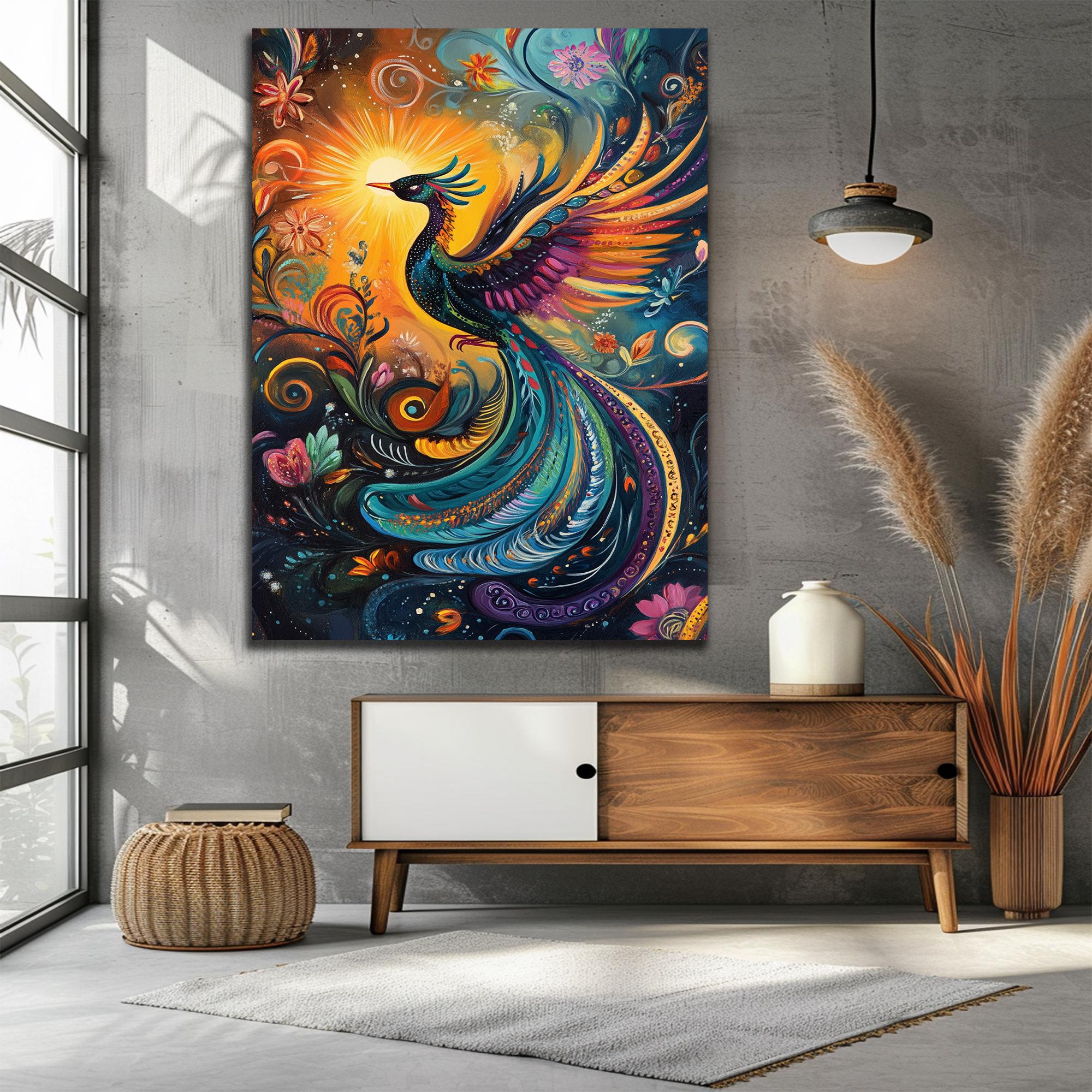 Rising Phoenix Canvas Wall Decor : Mythological Bird Decor - Etsy