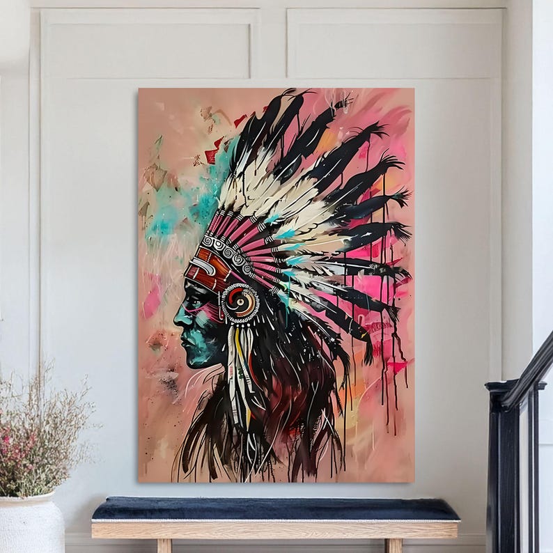 Native Wall Display Design Native American Art, Canvas Wall Decor, Tribal Wall Decor, İndigenous ...