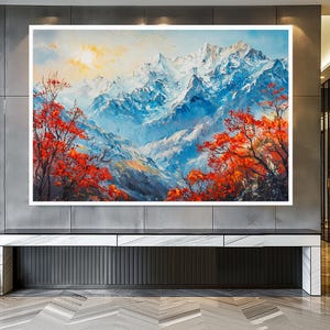 Relaxing Wall Art, Alpine Landscape Printing, Canvas Wall Art, Snowy ...