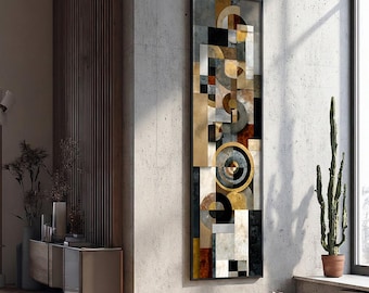 Mcm Wall Art, Long Narrow Wall Art : Extra Large Framed Artwork, Textured Canvas