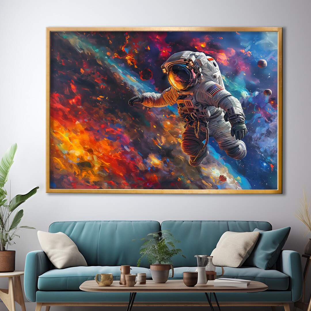 Astronaut Canvas Wall Art: Space Decor, Kids Room, Framed Option - Etsy