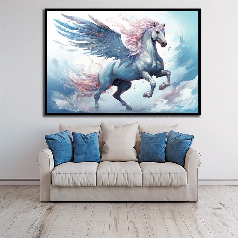 Pegasus Canvas Wall Art: Winged Horse Fantasy Art, Horse Gift, Unique ...