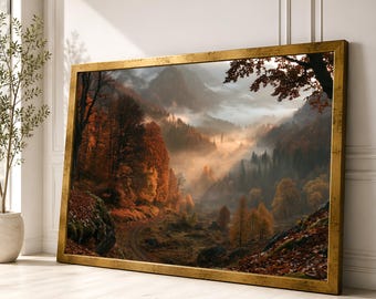 Horizontal Autumn Landscape Canvas Wall Art Framed Scenic Nature Decor