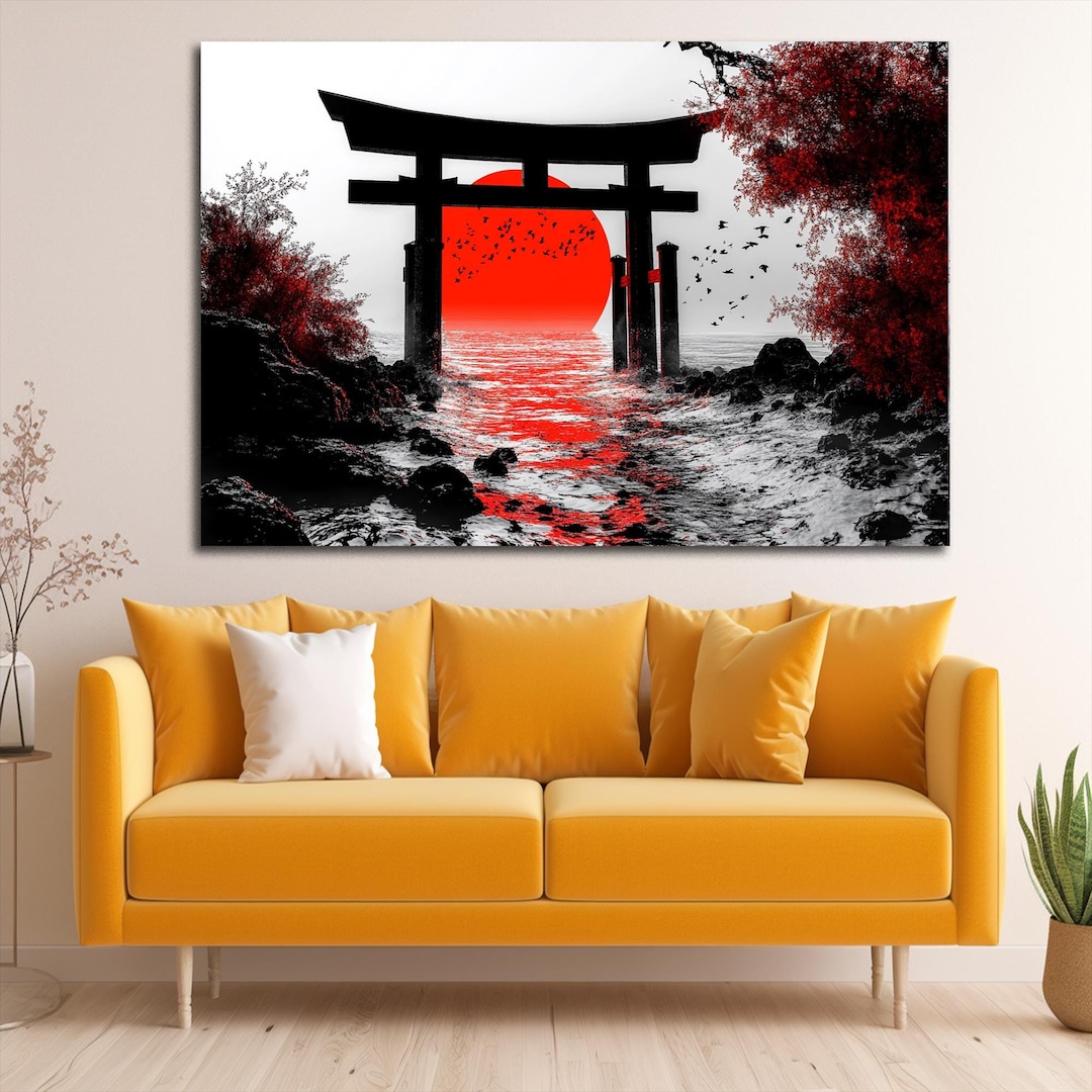 Japanese Zen Art, Torii Gate, Canvas Wall Art, Wall Hangings, Oriental