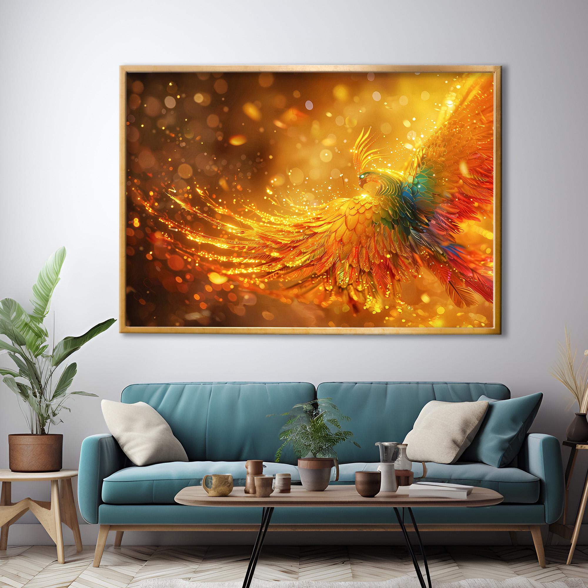 Phoenix Bird Canvas Wall Art: Rising Phoenix, Firebird Art Print