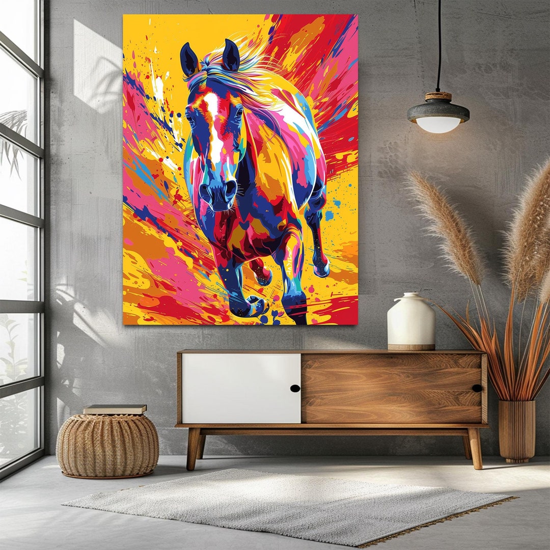 Abstract Horse Canvas Art: Colorful Equine Wall Decor - Etsy