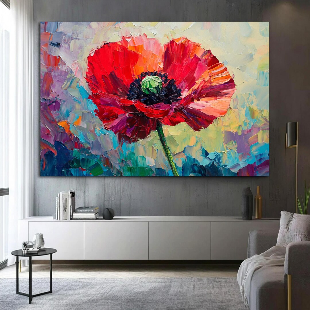 Red Poppy Canvas Print: Floral Wall Art, Framed or Rolled - Etsy