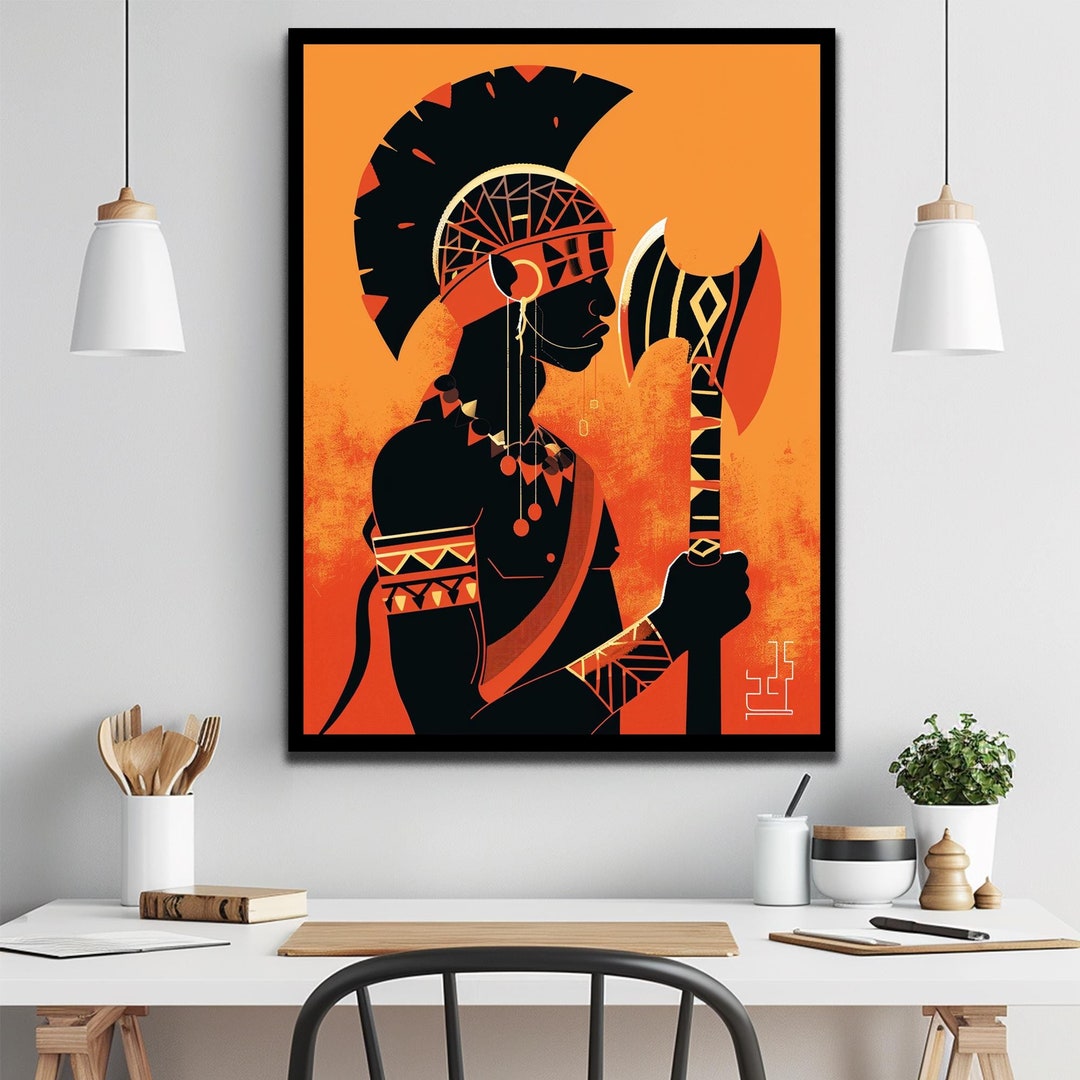 African Warrior Art, Tribal Decor, Canvas Wall Decor, African Wall Art ...