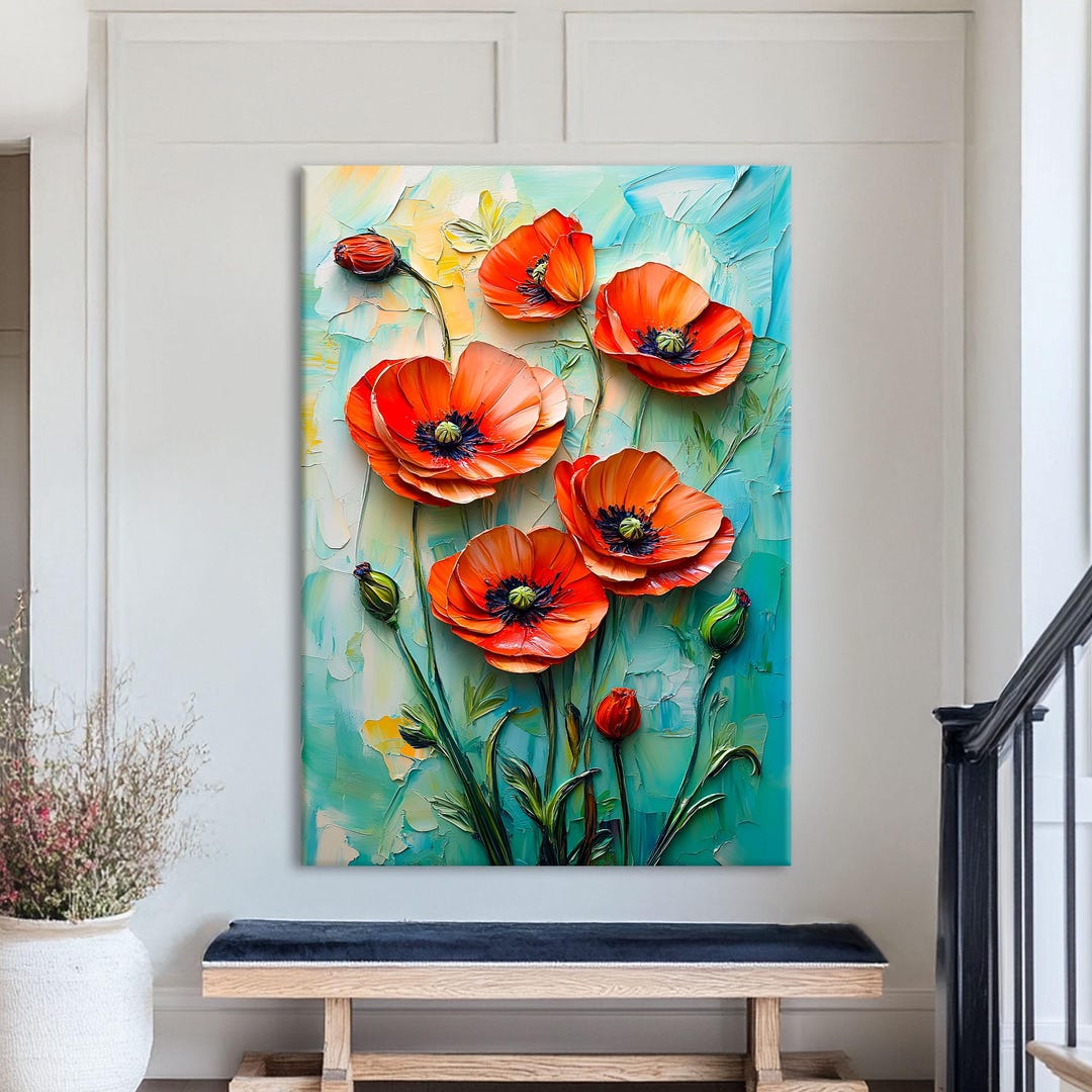 Poppy Wall Art, Canvas Wall Decor, Red Poppy Decor, Canvas Print, Home ...