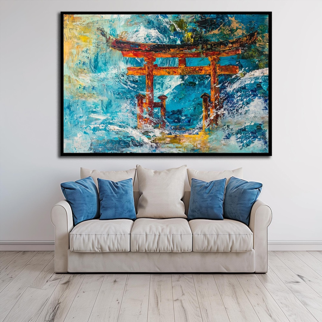 Torii Gate Art, Japanese Art, Canvas Wall Art, Ocean Canvas, Zen