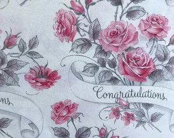 Vintage Anniversary Wrapping Paper Vintage Best Wishes Gift Wrap Postman Flowers One sheet 20X30 inches