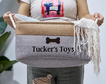 Personalized Dog Toy Basket, New Cat Toy Dog Gift, Dog Toy Storage - Main Image