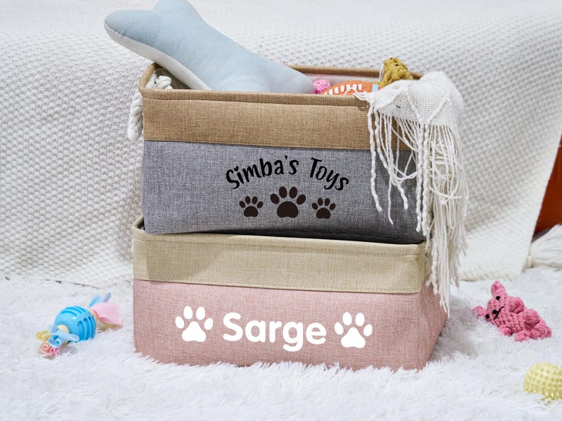 Personalized Dog Toy Basket, New Cat Toy Dog Gift, Dog Toy Storage Bins