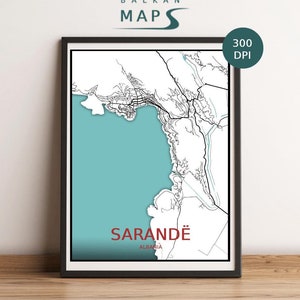 Custom Sarandë, Albania map poster | High quality downloadable file| Personalised print | Simple, Elegant design