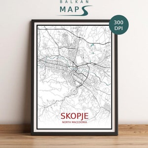 Custom Skopje, North Macedonia Map Art Print (Digital Download)