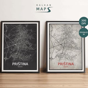 Pristina Kosova Karte Print Set: Stein & Schiefer (Digitaler Download)