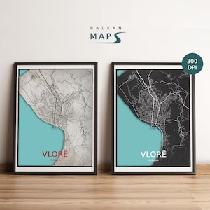 Custom Vlorë, Albania map poster | Set of 2 | High quality downloadable file| Personalised print