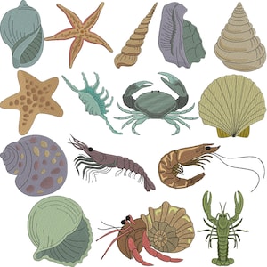 Sea Creature Embroidery Design, Octopus, Sting Ray and Jellyfish, Nautical Embroidery, Sea Life Embroidery, Machine Embroidery Design