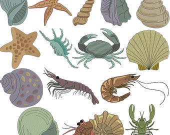 Sea Creature Embroidery Design, Octopus, Sting Ray and Jellyfish, Nautical Embroidery, Sea Life Embroidery, Machine Embroidery Design