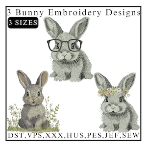 Bunny Embroidery Design, Cute Bunny Embroidery, Rabbit embroidery, Easter bunny Embroidery, animal embroidery, machine embroidery designs