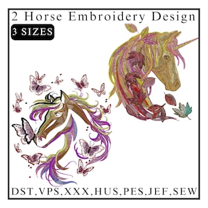 Horse Embroidery Design, Horse Head Embroidery, Floral Horse Embroidery, Mini Horse Embroidery, Machine Embroidery Designs