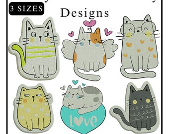 Katzenstickerei, süße Katzenstickerei, lustige Katzenstickerei. Katze mini design, Kitty Stickerei, Tierstickerei, Maschinenstickerei