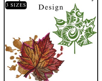Diseño de bordado de hoja de arce, motivo de hoja de arce y bosque, mini hoja de arce, silueta de hoja de arce, diseño de Canadá, diseños de bordado a máquina