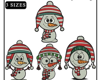 Diseño de bordado de muñeco de nieve, bordado de Navidad, bordado de invierno, bordado de copo de nieve, patrón de muñeco de nieve, diseño de bordado a máquina