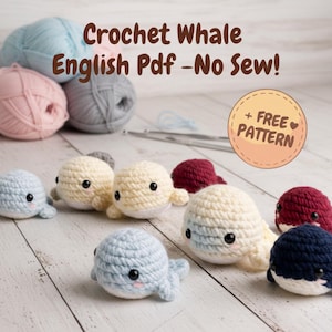 Patron baleine au crochet sans couture : porte-clés en peluche Amigurumi (téléchargement PDF)