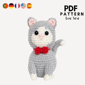 Padrão de amigurumi de gato de crochê: mini bicho de pelúcia (padrão em PDF em 4 idiomas)