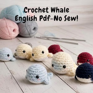 Patrón de ballena de ganchillo sin costuras: llavero de peluche amigurumi (descarga en PDF)
