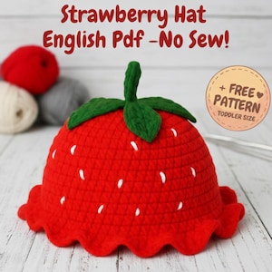 Strawberry Bucket Hat Häkelanleitung: PDF-Download(Kleinkind Größe)