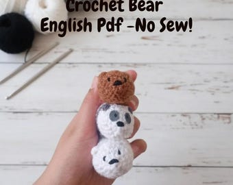 Patrón de crochet de oso: Tutorial en PDF para trío de amigurumis (Patrón en inglés)