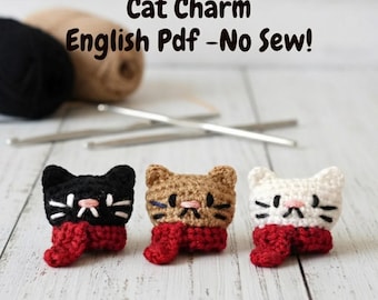 Cat Charm Crochet Pattern  | Mini Amigurumi Cat Keychain Pattern | Easy Beginner Crochet | Kawaii Kitten Bag Charm | Digital Download