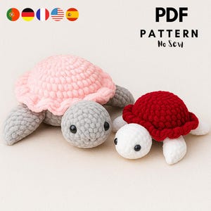 No Sew Turtle Crochet Pattern: Amigurumi Plushie (English/French PDF)