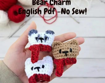 Crochet Bear Keychain Pattern PDF | Amigurumi Teddy Bag Charm | Kawaii Mini Plush Tutorial
