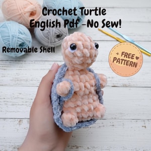 PDF Häkelanleitung Schildkröte: Anfänger-freundlich, niedrig nähen, Amigurumi (mehrsprachig, Instant Download)