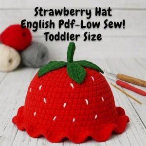 Strawberry Bucket Hat Crochet Pattern: PDF Download(Toddler Size)
