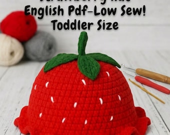 Strawberry Bucket Hat Crochet Pattern: PDF Download(Toddler Size)
