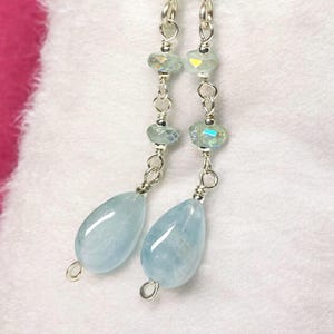 Mystic Aquamarine Sterling Silver Dangle Earrings: Boho Gemstone Jewelry