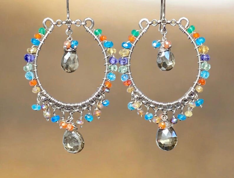 Boho Chandelier Earrings, Statement Large Earrings, Beaded Bohemian