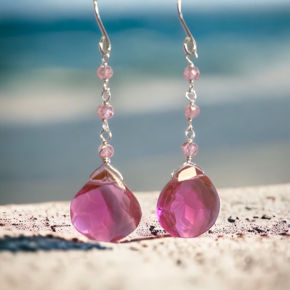Pink gem sale earrings