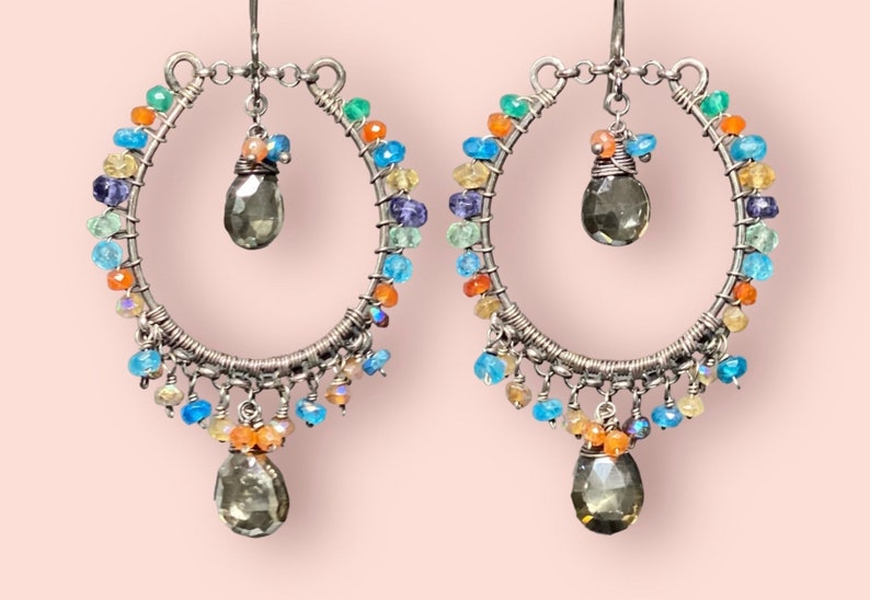 Boho Chandelier Earrings, Statement Large Earrings, Beaded Bohemian